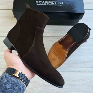 Men's Suede Leather Chelsea Boots | Zip-Up | Handmade